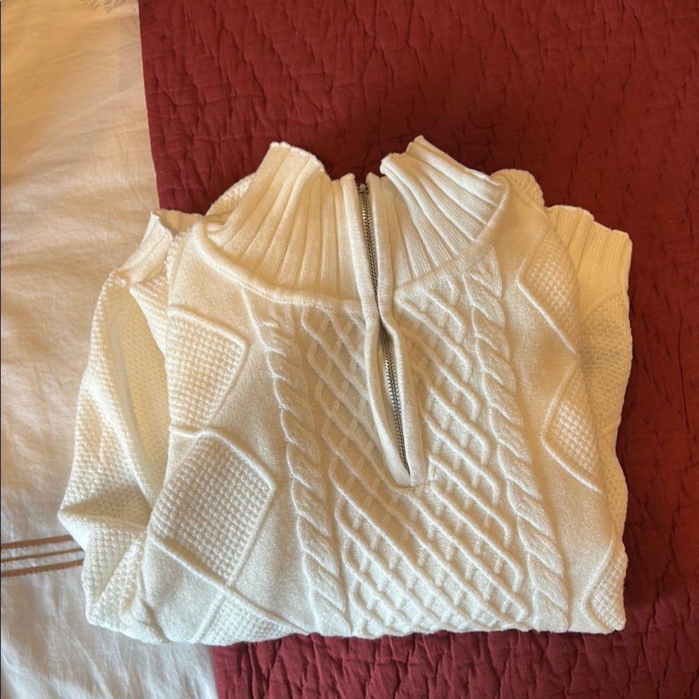 Edikted White Cowl Neck Cable Knit Sweater
